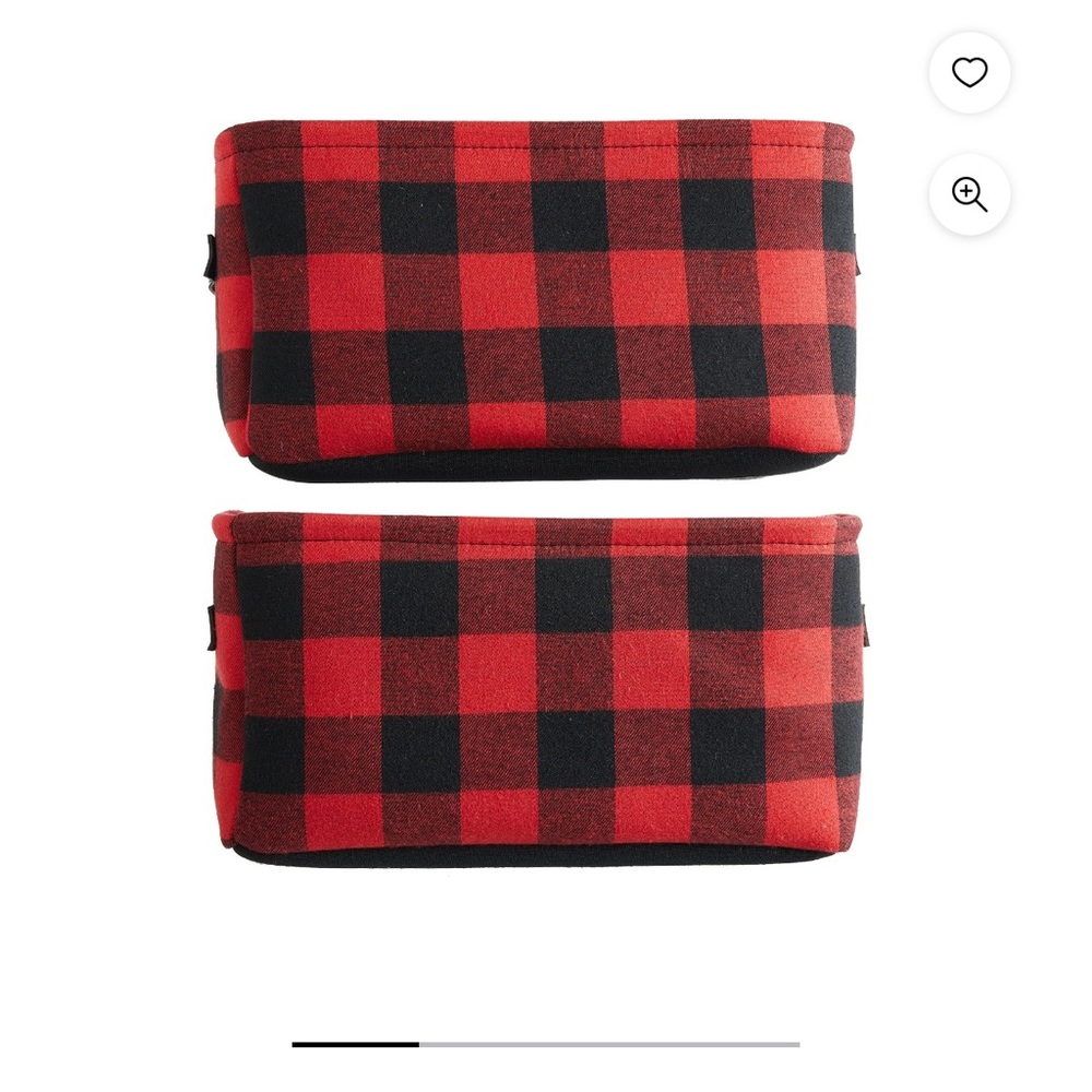 Set of two new red black, buffalo check, fabric storage bins